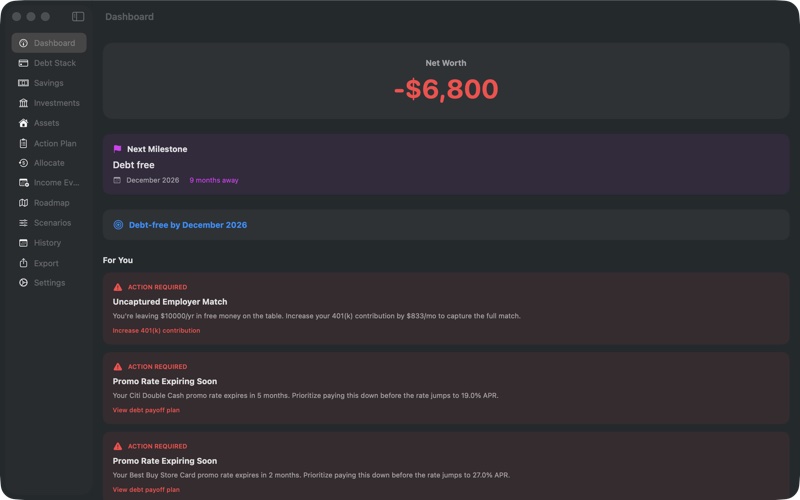 Cascade app dashboard on Mac